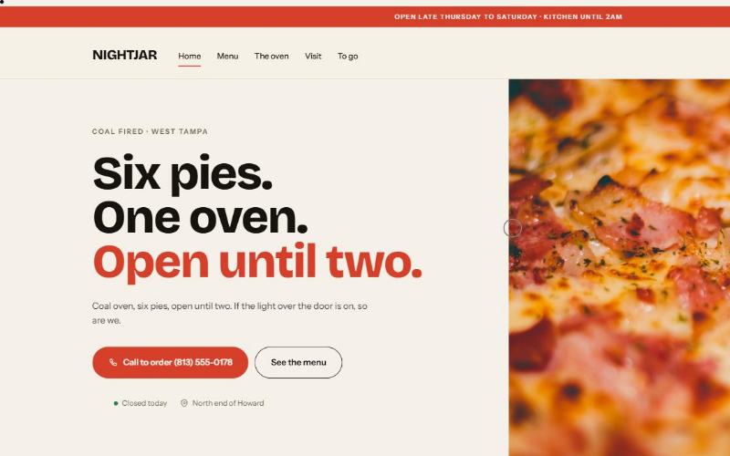 Nightjar Pizza — homepage