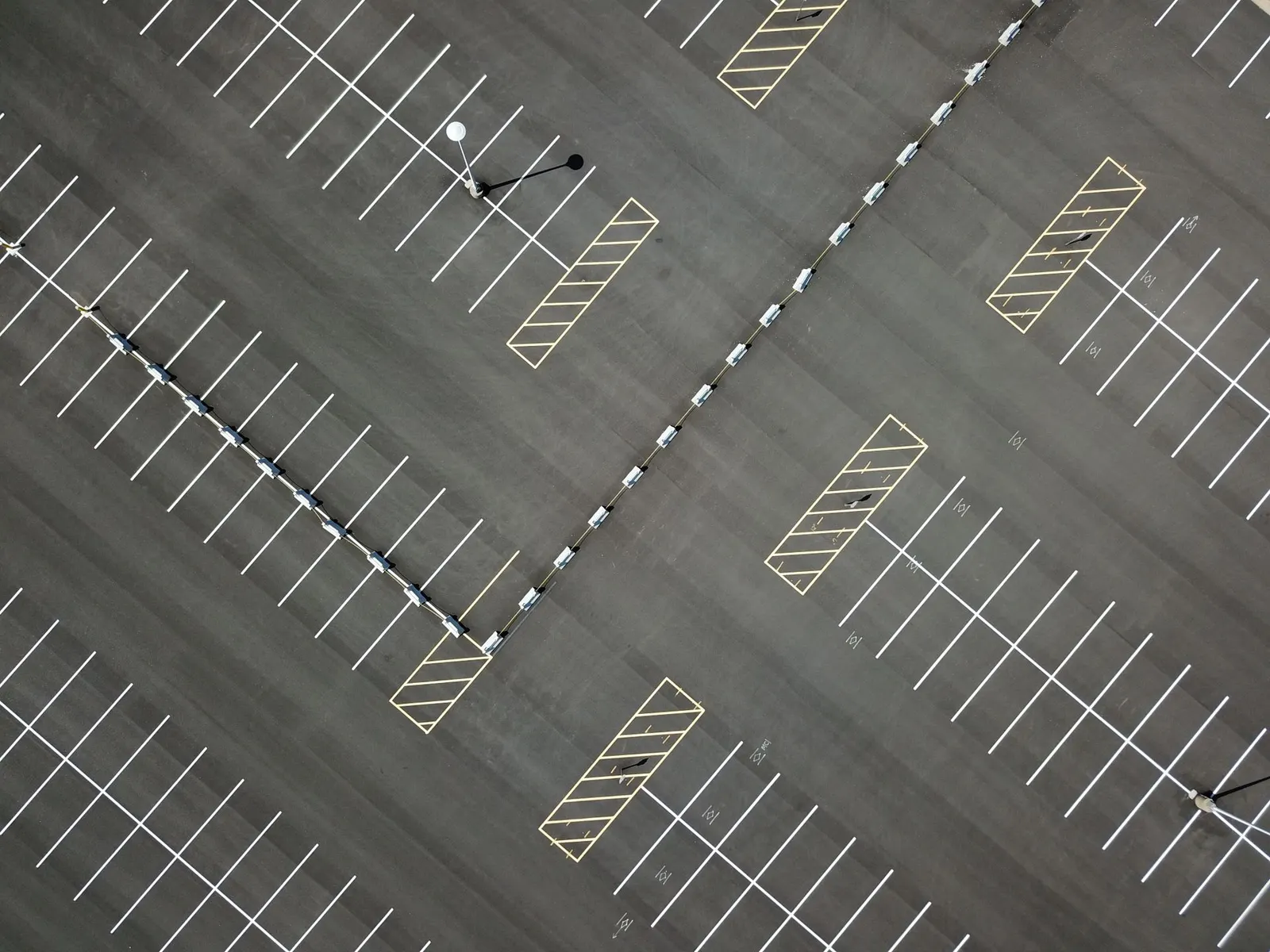 A freshly striped lot from above