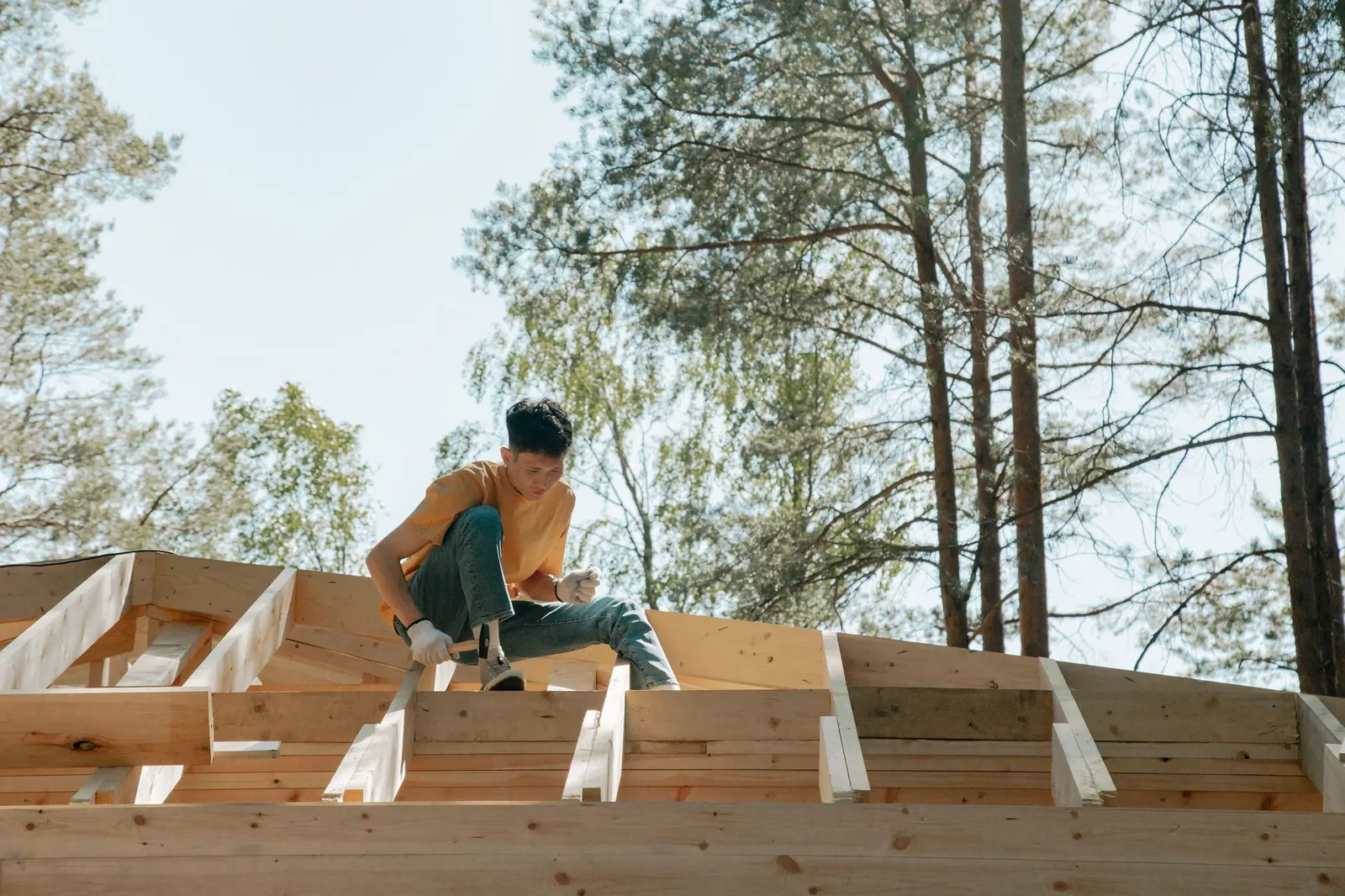 Setting the trusses on an addition